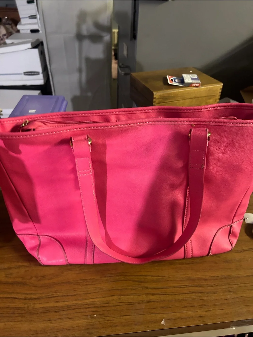croft & barrow Hot Pink Tote Bag with Gold Hardware